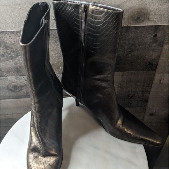 Cole Haan Metallic Snakeskin Boots 9B - Picture 4 of 11